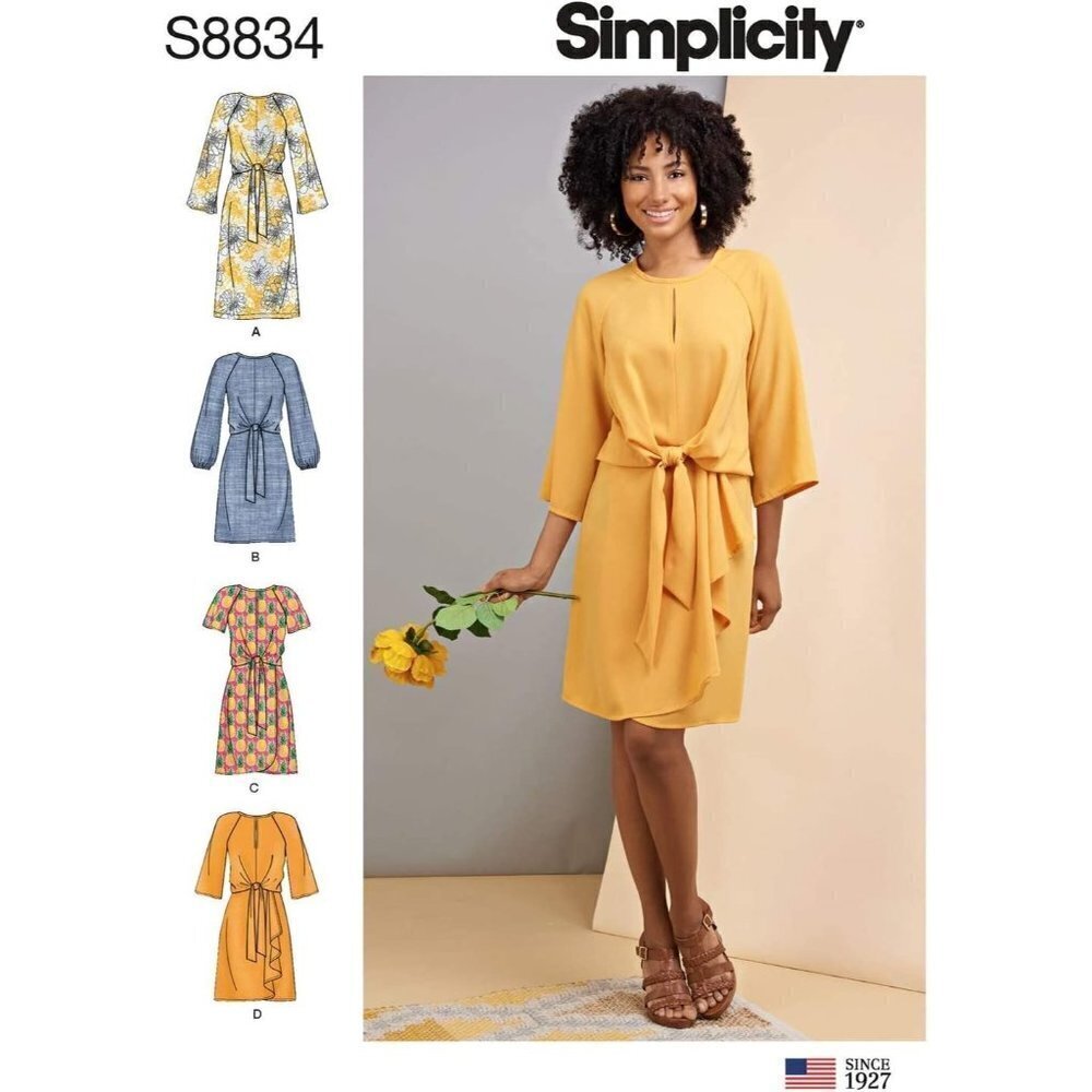 Simplicity Sewing Pattern 8834 Tie Front Dress Misses Size 4-12
